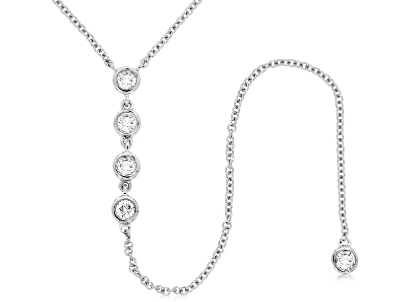 14K White Gold Diamond "Y" Necklace