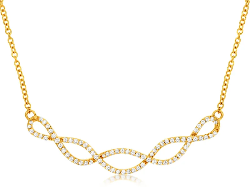 14K Yellow Gold Diamond Infinity Necklace