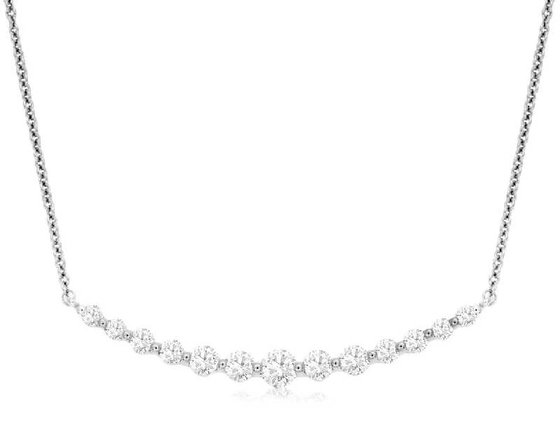 14K White Gold Diamond Bar Necklace