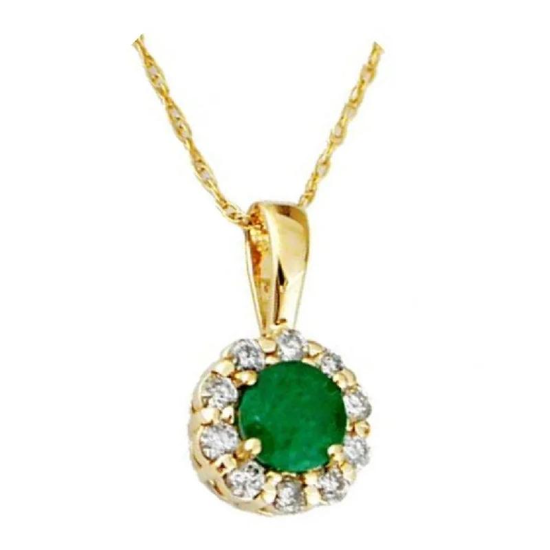 14KT .30CTW(NK)(R)EMERALD/DIAMOND PENDANT ON CHAIN(R.60CT EMD)