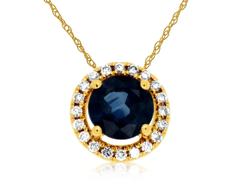 14K Yellow Gold Sapphire and Diamond Necklace