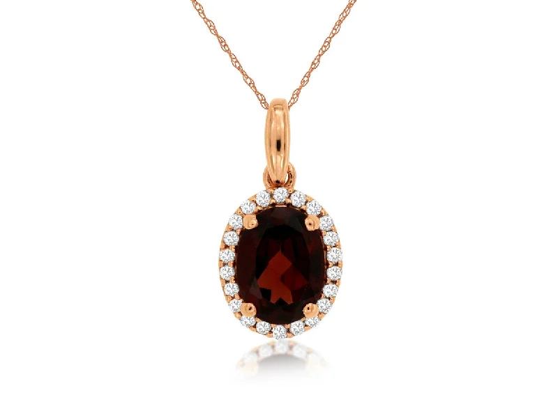 14K Rose Gold Garnet and Diamond Necklace