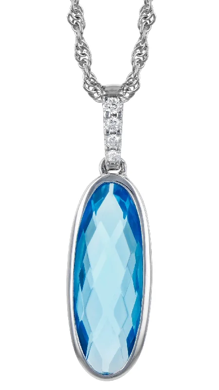 Blue Topaz And Diamond Pendant