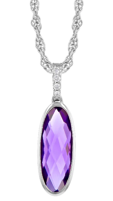 Purple Amethyst And Diamond Pendant