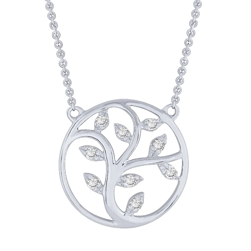 Sterling Silver 0.10Ctw Diamond Tree Of Life Pendant