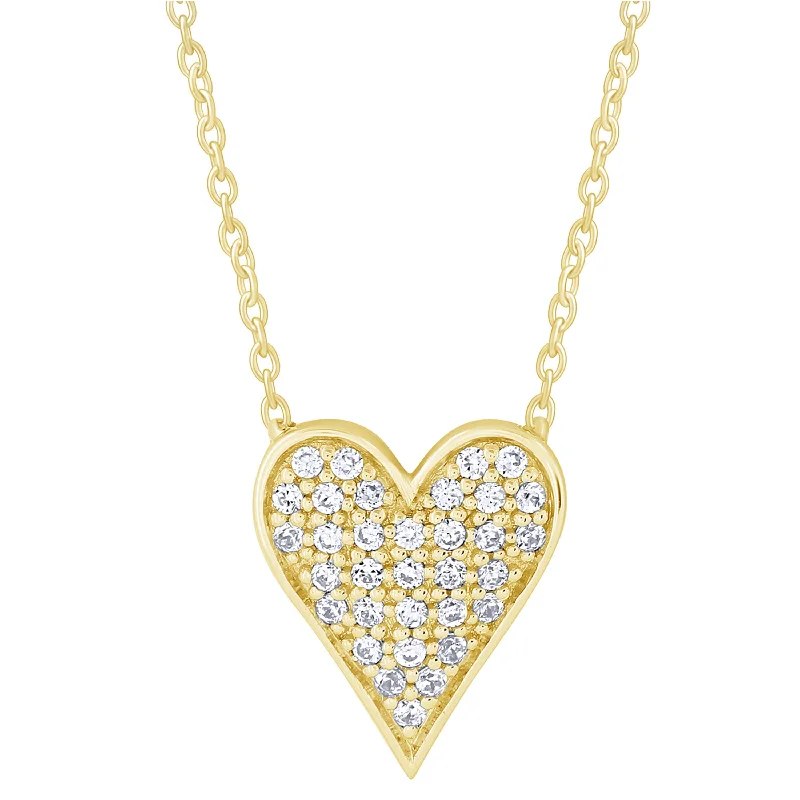 14K Yellow Gold 0.13Ctw Pava Heart Neckalce