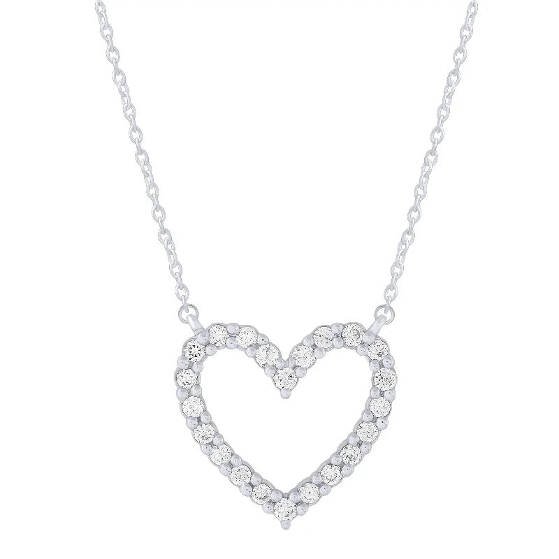 Sterling Silver 0.16Ctw Diamond Heart Necklace