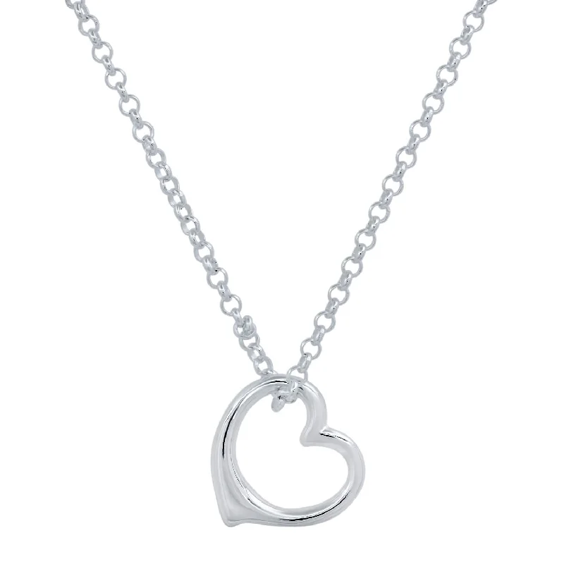 Puffed Heart Sterling Silver Pendant with Sterling Silver Chain