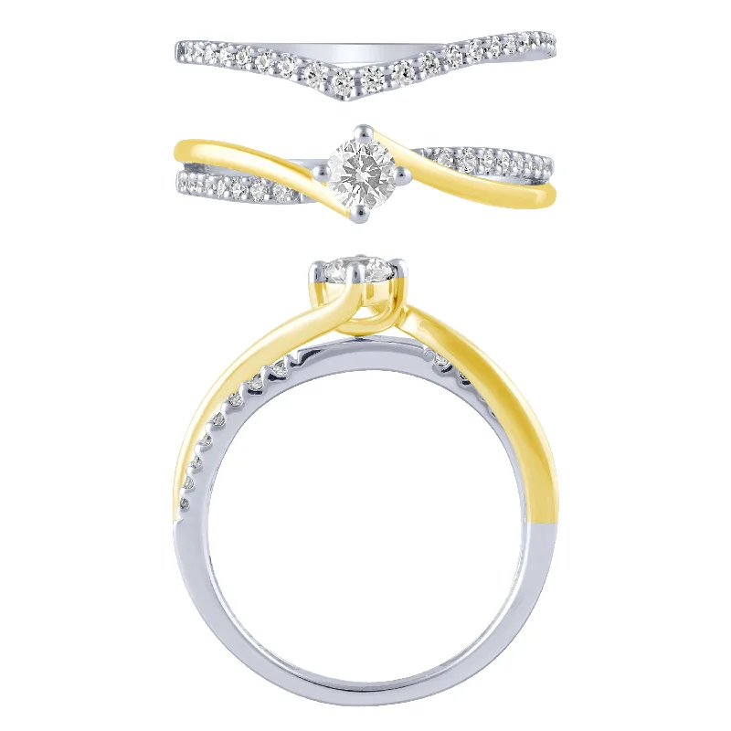 14k Two Tone Gold 1/5Ctw Bypass Wedding Set