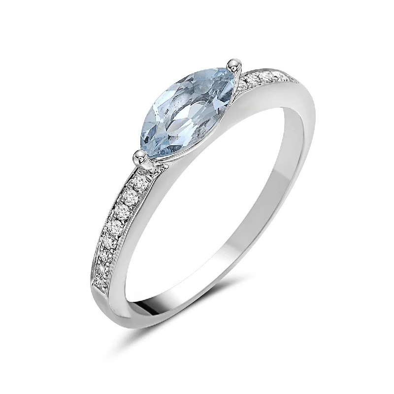 Aquamarine And Diamond Fashion Band