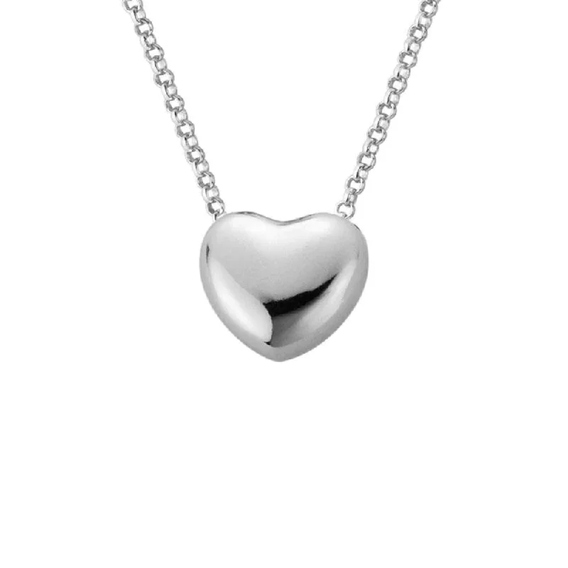 Silver Puff Heart Slider Pendant Necklace