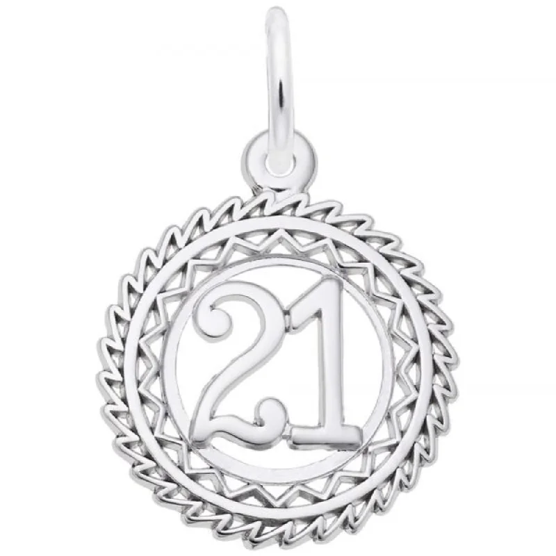 Sterling Silver #21 Round Charm