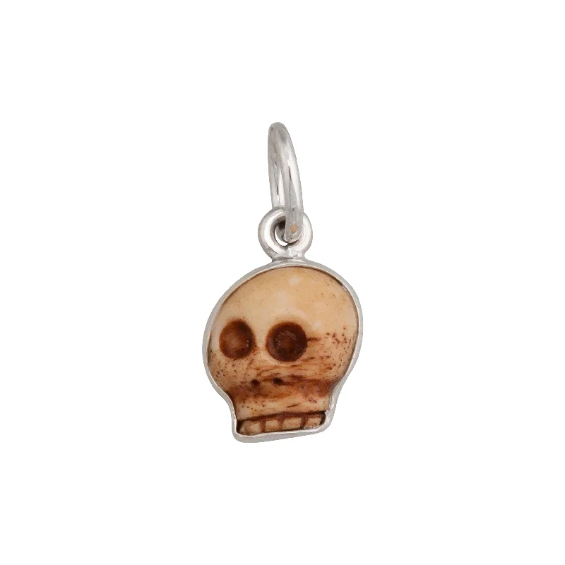 Sterling Silver Bone Skull Mini Charm Pendant