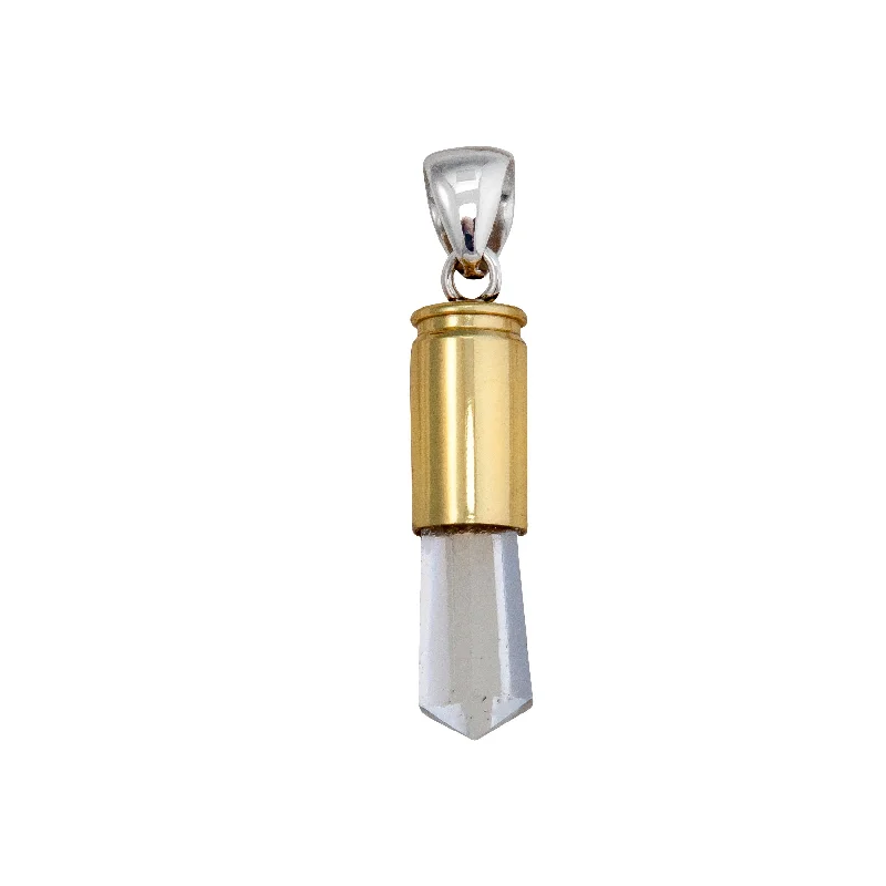 Sterling Silver Clear Quartz Point Bullet Casing Pendant