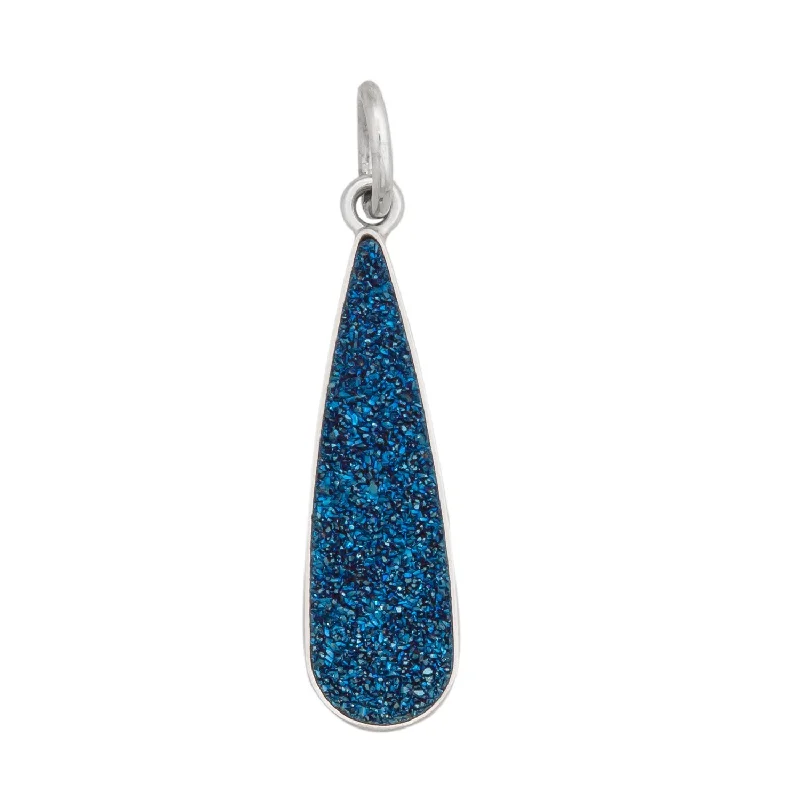 Sterling Silver Cobalt Druzy Teardrop Pendant