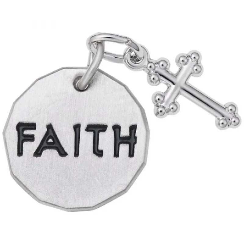 Sterling Silver Faith Tag with Cross Charm