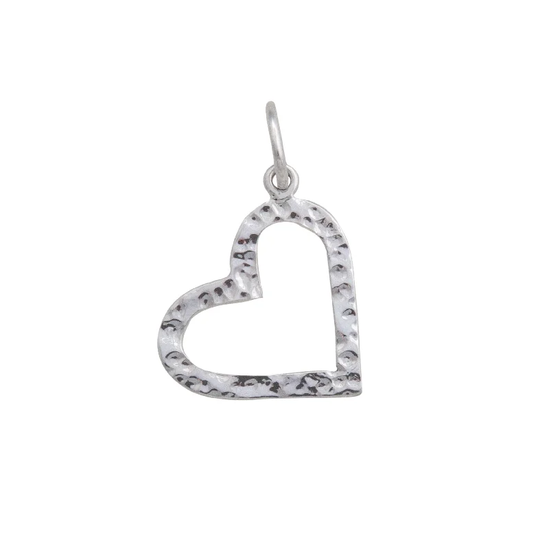 Sterling Silver Hammered Heart Charm Pendant