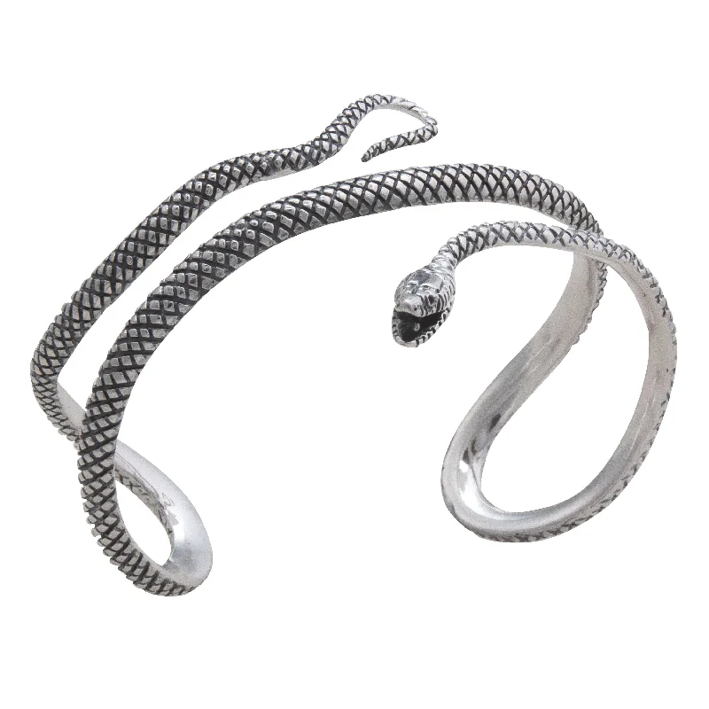 Sterling Silver Snake Oxidized Cuff