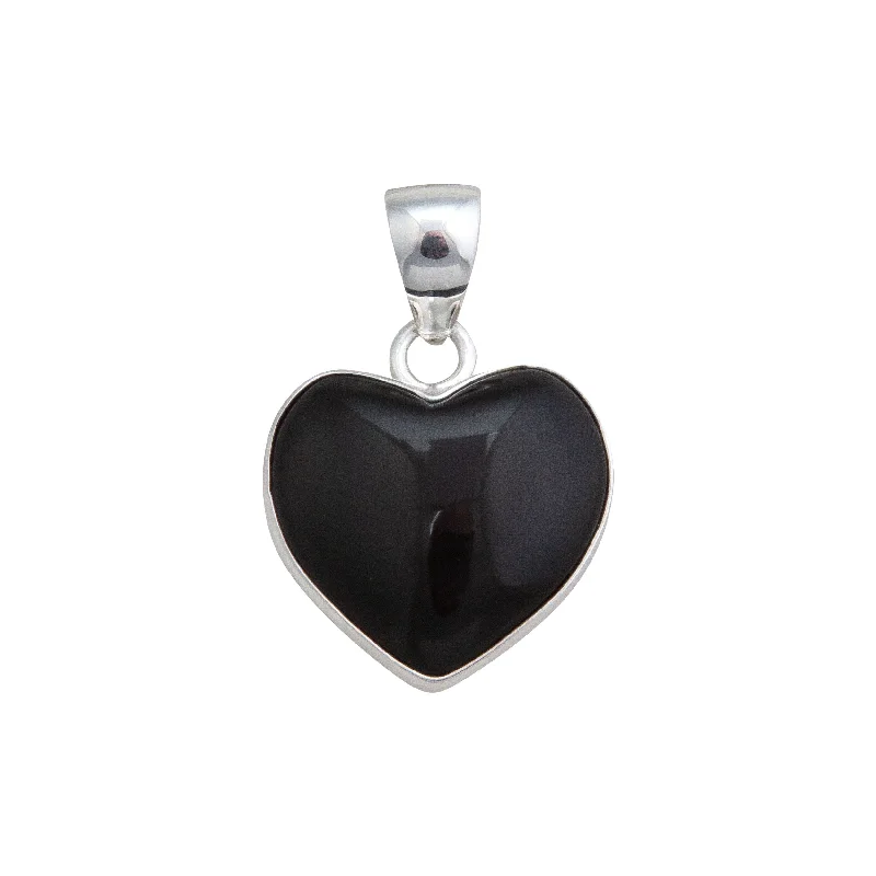 Sterling Silver Rainbow Obsidian Heart Pendant