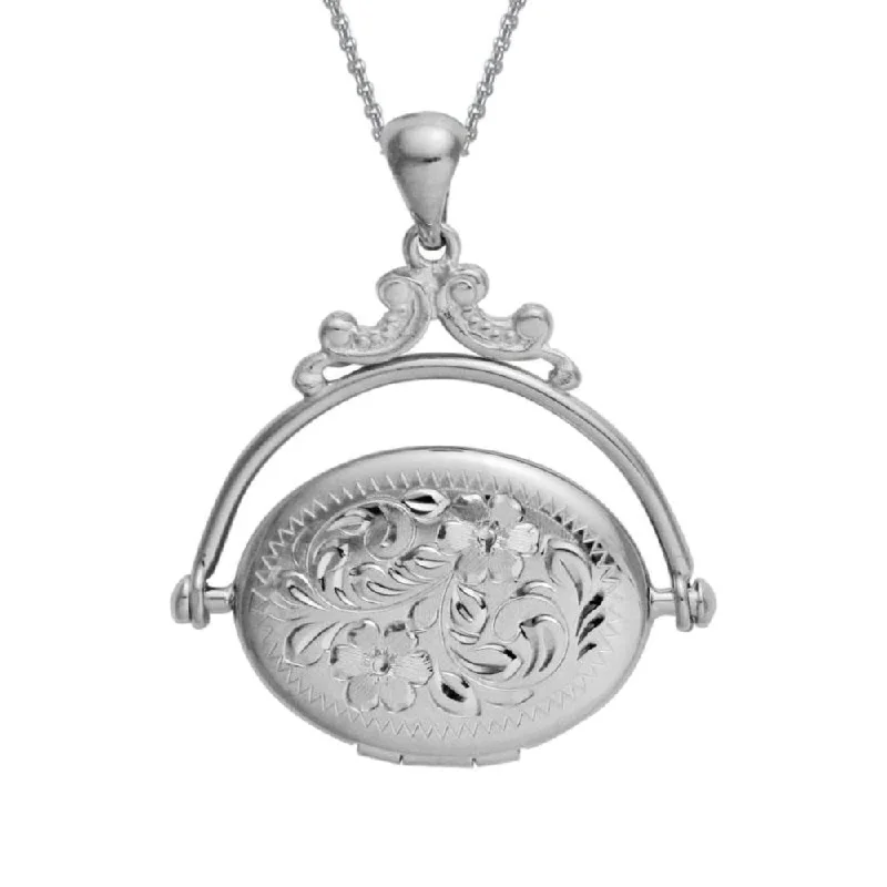 Sterling Silver Revolving Locket Necklace 16-18"