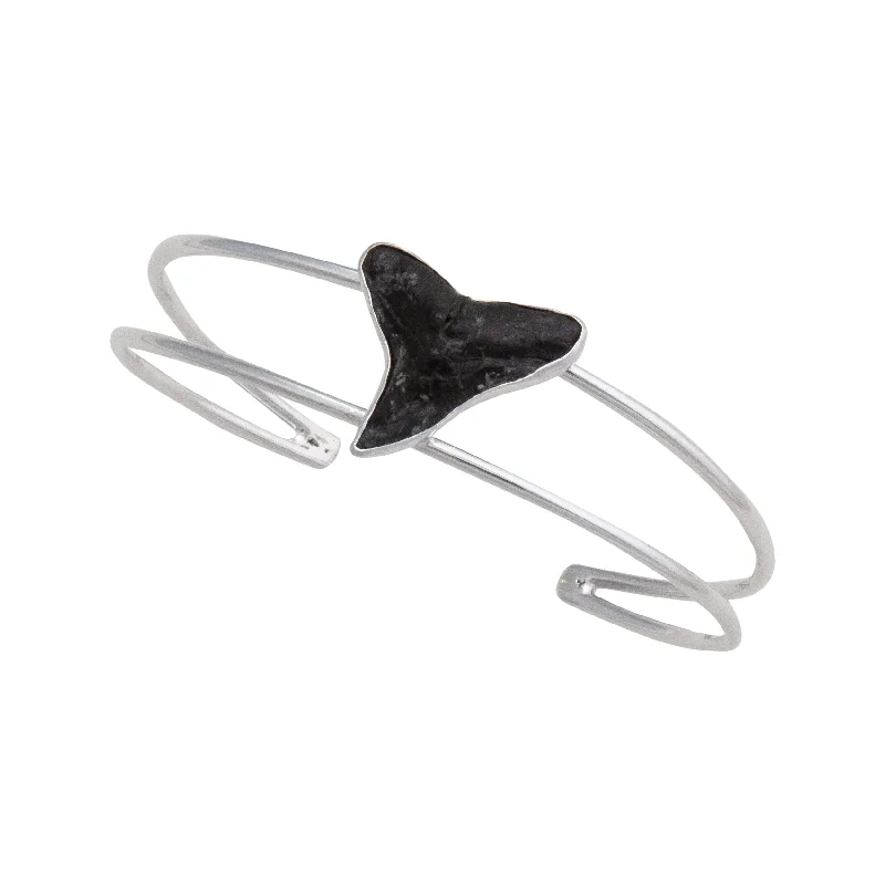 Sterling Silver Shark Tooth Double Band Petite Cuff