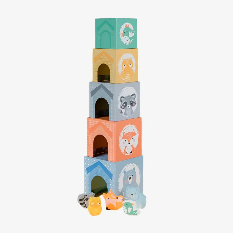 Wooden Toys Pastel Animals Stacking Tower