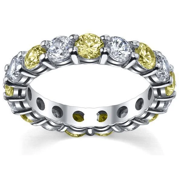 Yellow Sapphire and Diamonds Eternity Band